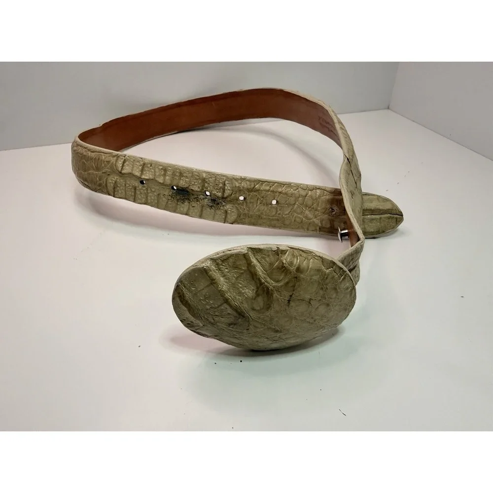 Men's Genuine Crocodile Skin Belt with Matching Trophy‎ Buckle Size 32 USA Made